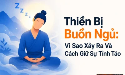Thiền bị buồn ngủ khi người thiền chênh choàng giữa tỉnh táo và ngủ gật.
