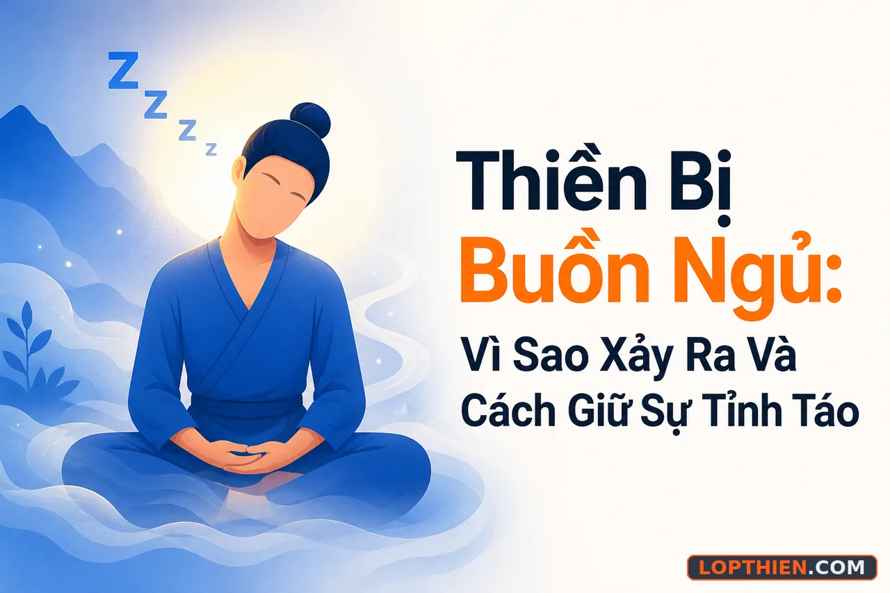 Thiền bị buồn ngủ khi người thiền chênh choàng giữa tỉnh táo và ngủ gật.