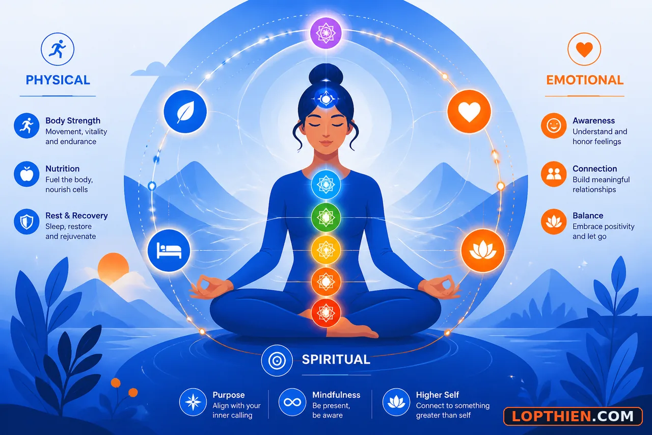 Thiền cân bằng năng lượng qua chakra phát sáng và luồng năng lượng