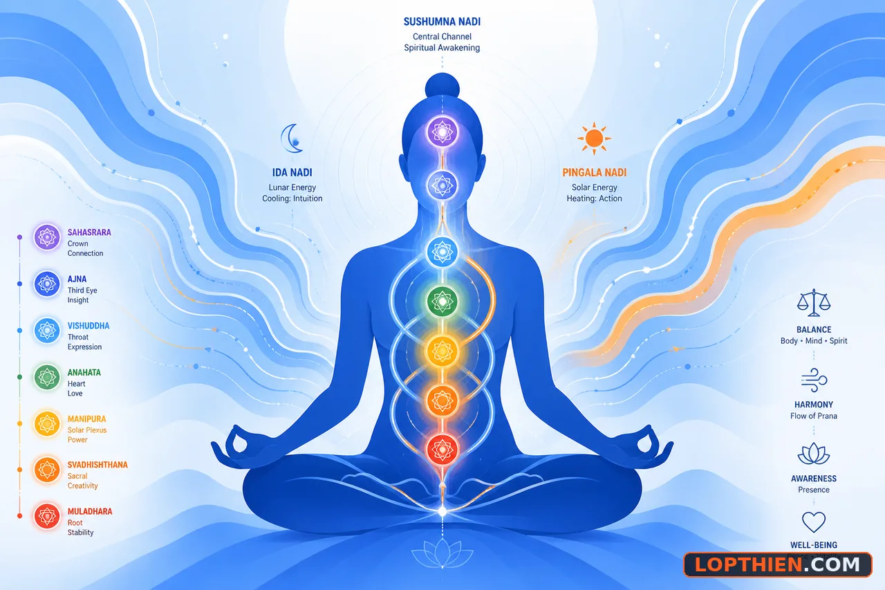 Năng lượng cân bằng qua chakra, nadi và thiền định sâu