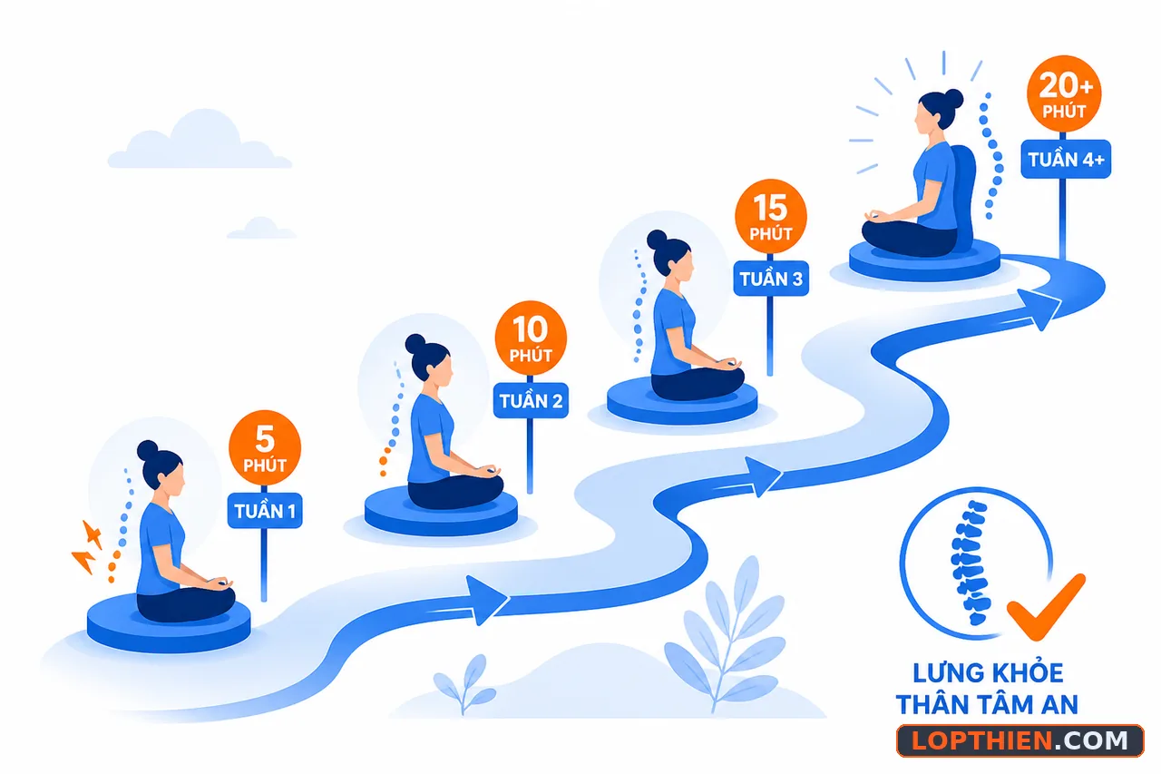 Lộ trình tập thiền từng bước để tránh đau lưng