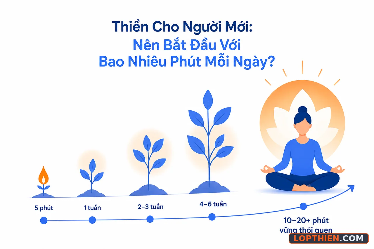 Người mới bắt đầu thiền từ 5 phút mỗi ngày lần lượt tăng