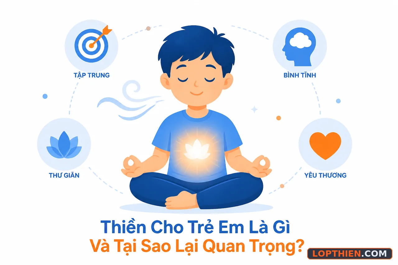 Trẻ em thực hành thiền tập trung, bình tĩnh bằng kỹ thuật hơi thở đơn giản.