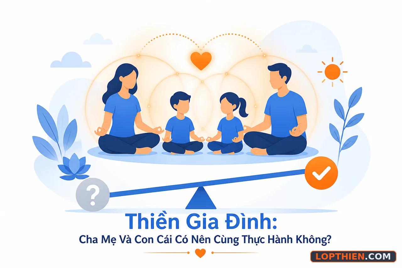 Thiền gia đình: cha mẹ và con cái cùng thực hành xây dựng kết nối.