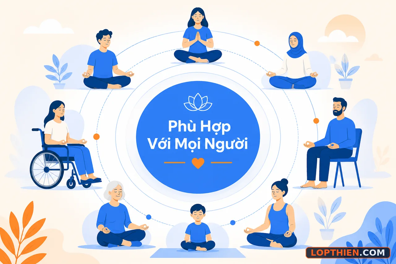 Thiền tĩnh tâm phù hợp với mọi người, không phân biệt tuổi hay kinh nghiệm