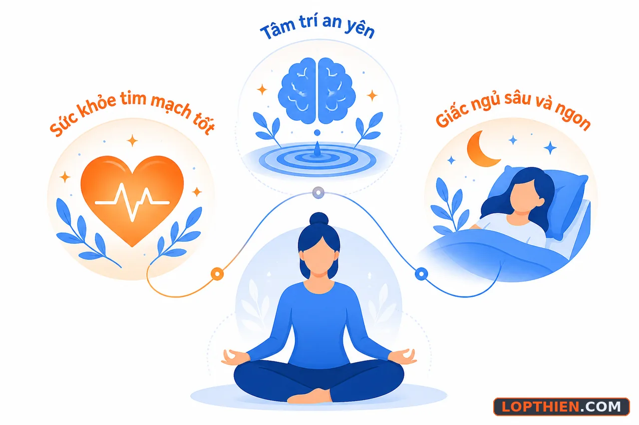 Thiền trước khi ngủ cải thiện sức khỏe thể chất, tinh thần và chất lượng giấc ngủ.