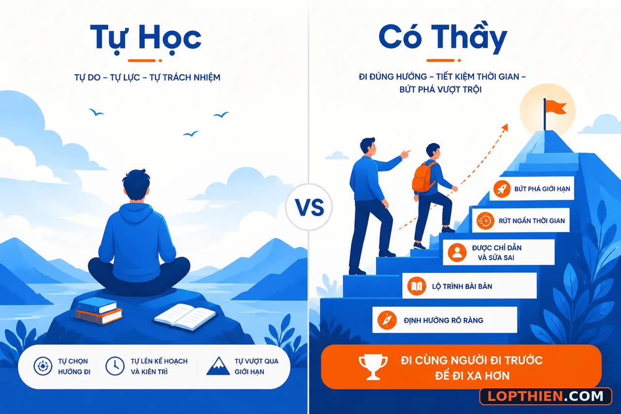 So sánh thiền tự học với thiền có thầy hướng dẫn