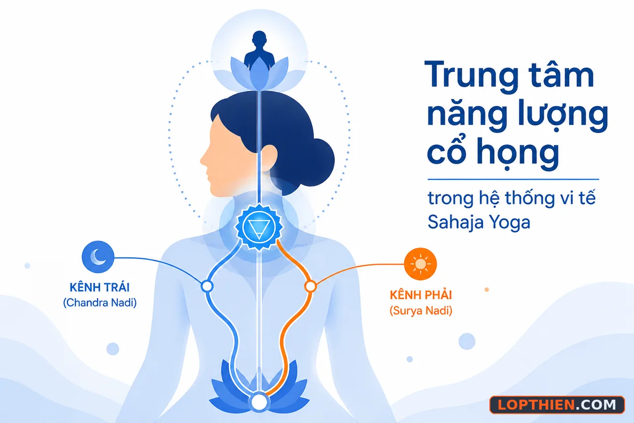 Trung tâm năng lượng cổ họng trong hệ thống vi tế Sahaja Yoga truyền thống.