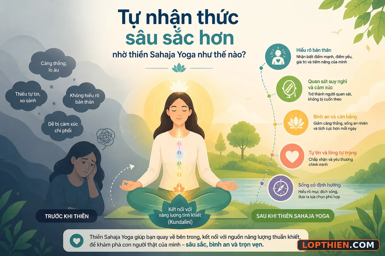 Tự nhận thức sâu sắc hơn nhờ thiền Sahaja Yoga như thế nào? - lợi ích thiền sahaja yoga
