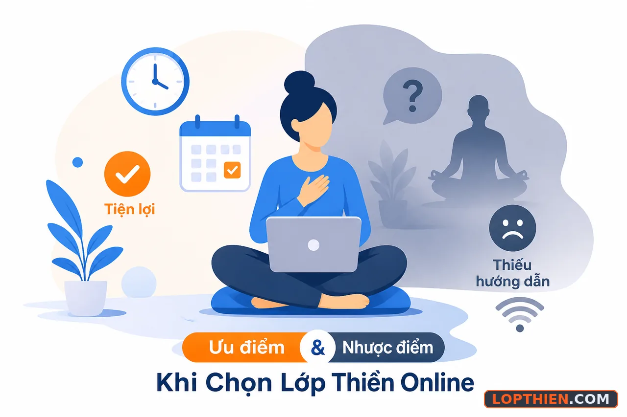 Ưu nhược điểm của lớp thiền online cần cân nhắc kỹ lưỡng.