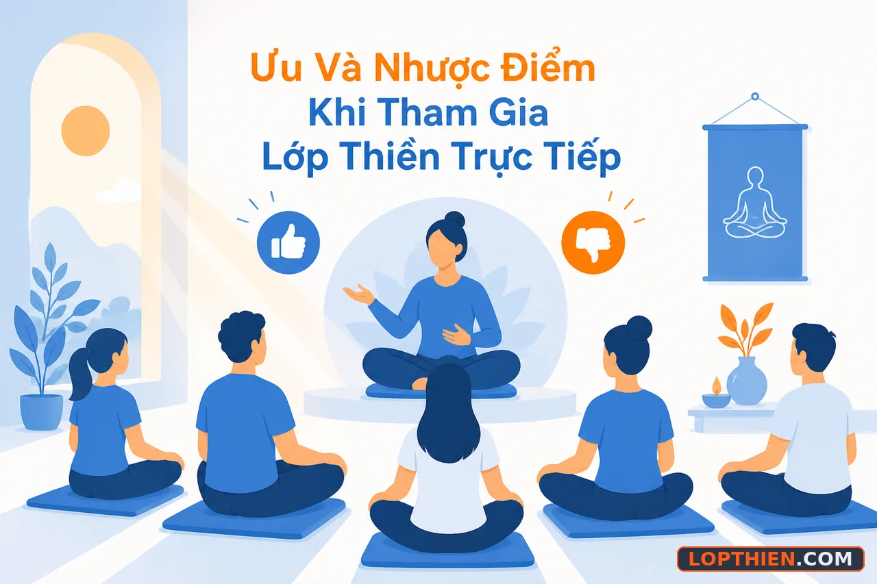 Lớp thiền trực tiếp mang lại các ưu điểm và hạn chế riêng.