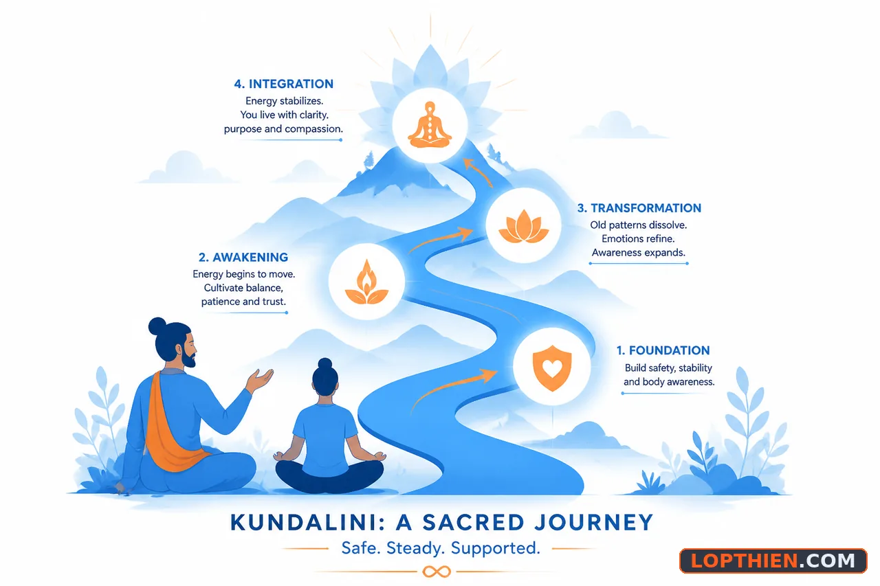 Hành trình thiền định an toàn được hướng dẫn trong giai đoạn kundalini