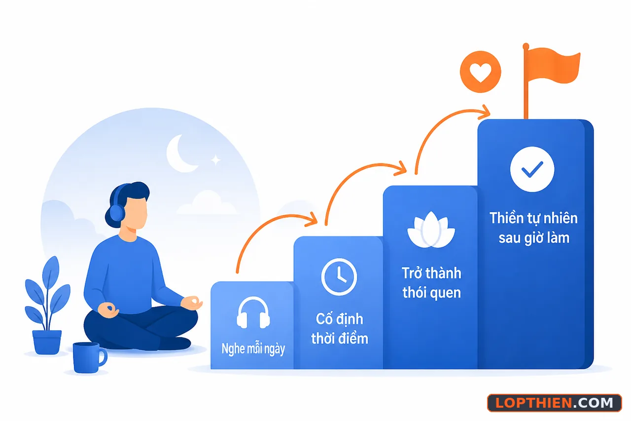 Xây dựng hệ thống thói quen giúp duy trì audio thiền bền vững.